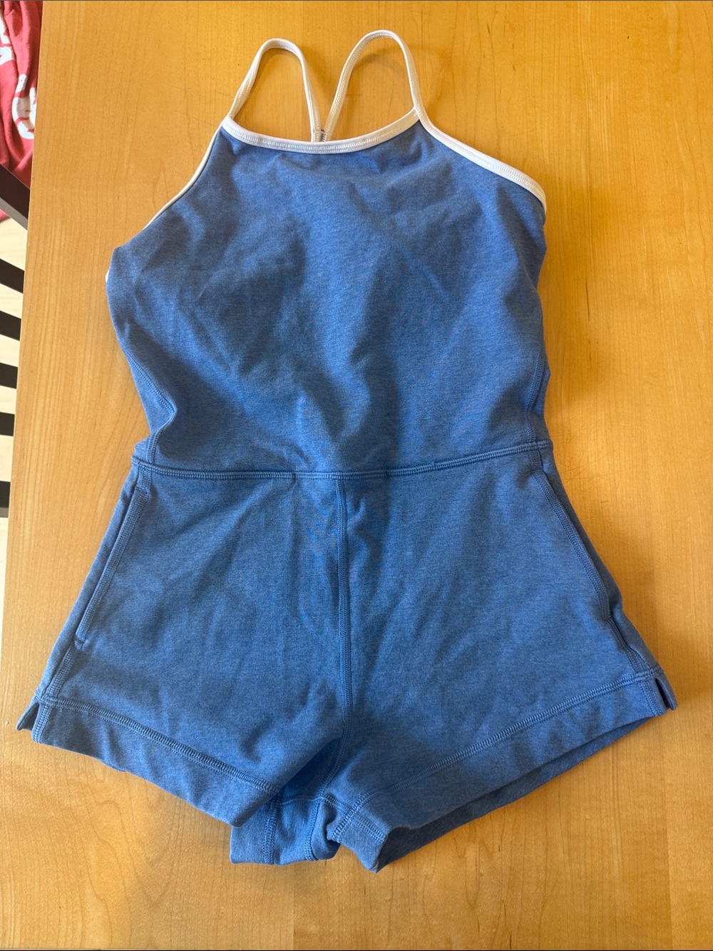 Athleta Girls Blue Romper with White Trim